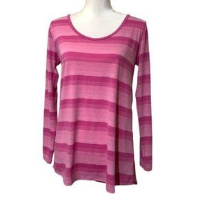 EUC LuLaRoe Scoop Neck Long Sleeve Soft Blouse Stripes Shirt Pink Small